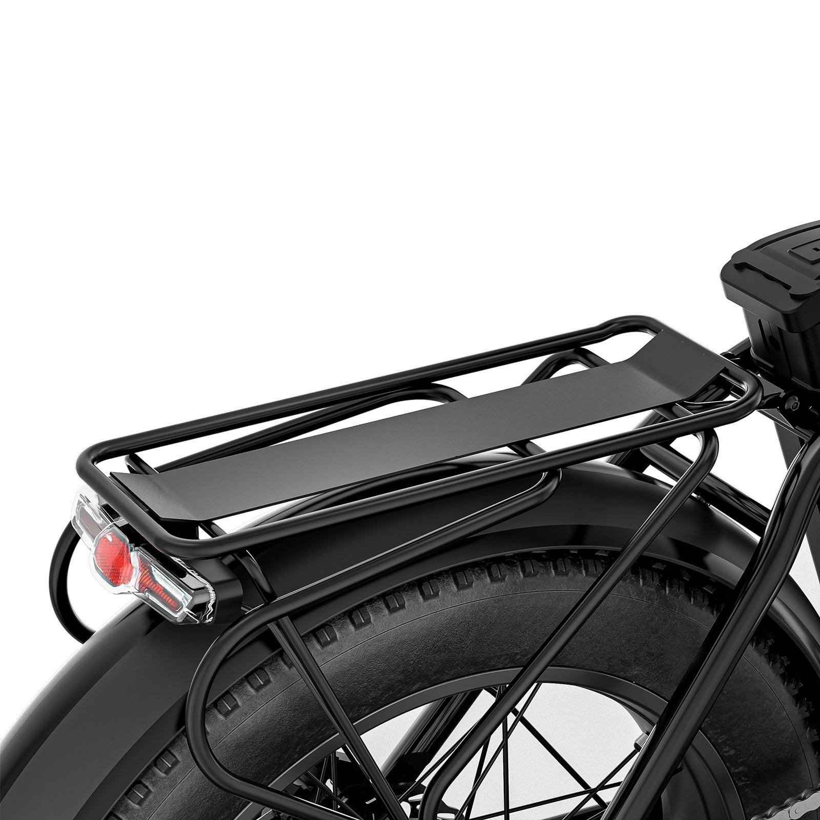 Rear cargo rack and taillight on the Hiboy EX6F folding electric bike