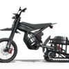 Riding’times GT electric motorbike in grey trim with the front wheel kept and the rear track fitted