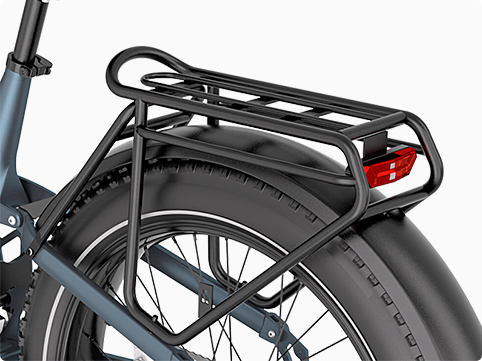 Render of the rear cargo rack and taillight on the Hiboy EX11 electric bike