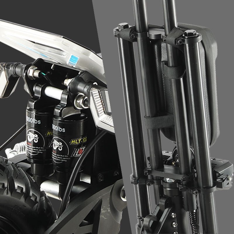 Dual hydraulic front suspension on the Teewing Z4 Pro electric scooter