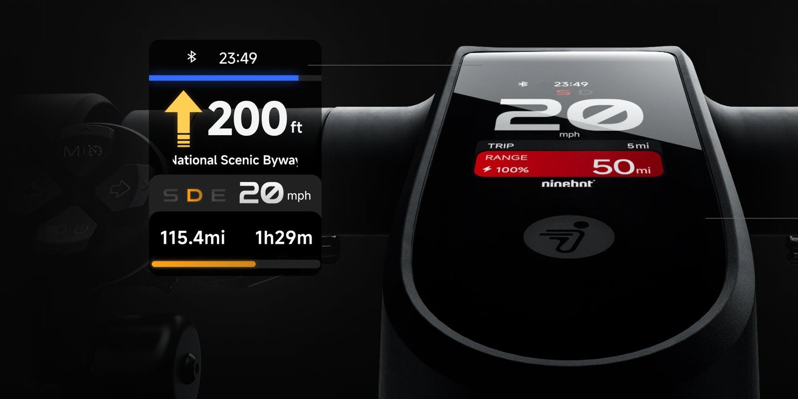 Navigation and real-time riding information on the Segway Max G3 electric scooter display