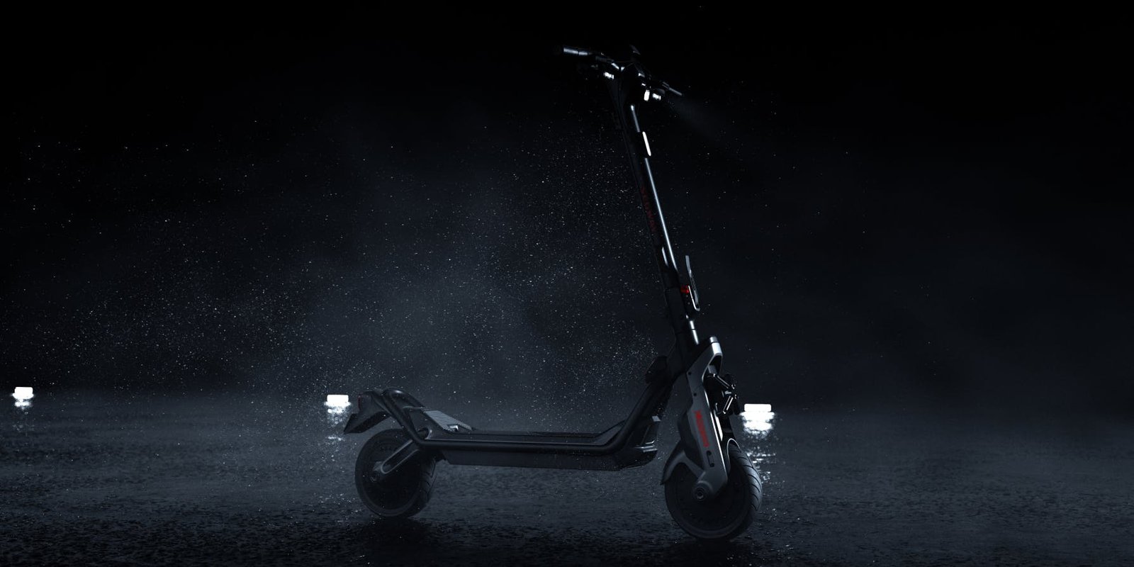 Segway GT3 SuperScooter with traction control on a dark wet surface
