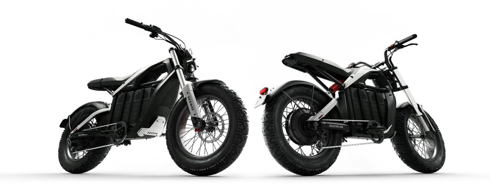 Segway Xyber electric bike shown from the side and from the front three-quarter