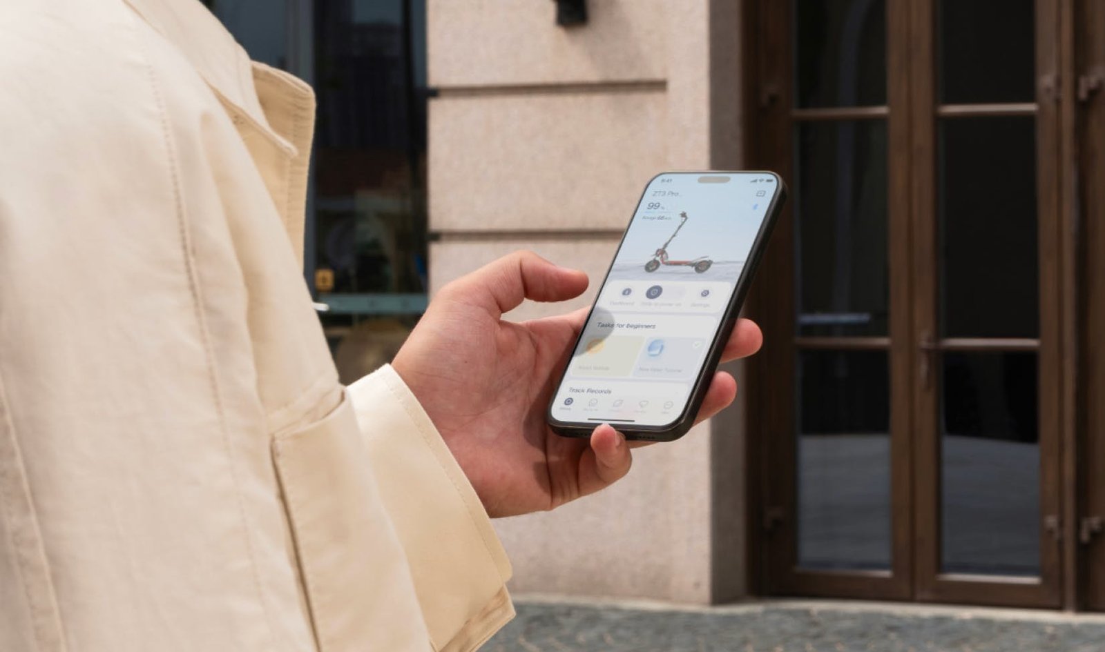Segway Mobility App on a phone in a rider's hand