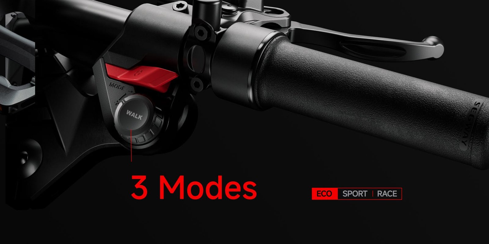 Throttle mode switch on the Segway Xyber electric bike handlebar