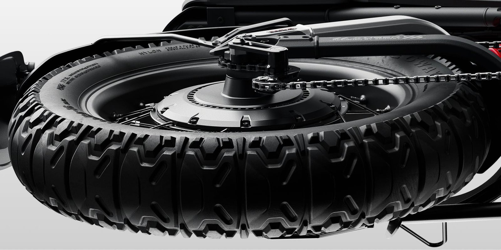 20 x 5 inch knobby tire on the Segway Xyber electric bike