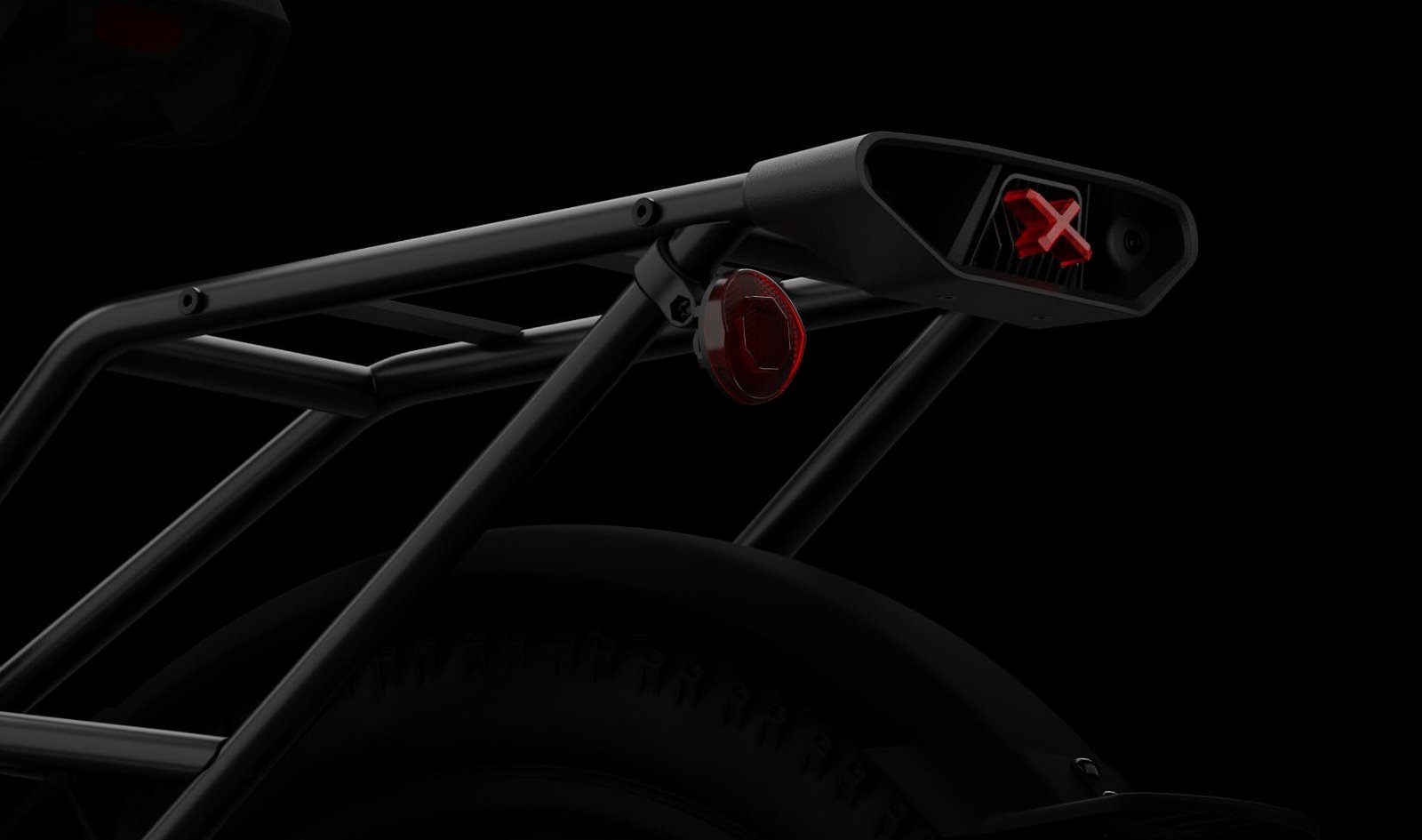 Rear rack and tail light of the Segway Xafari electric bike