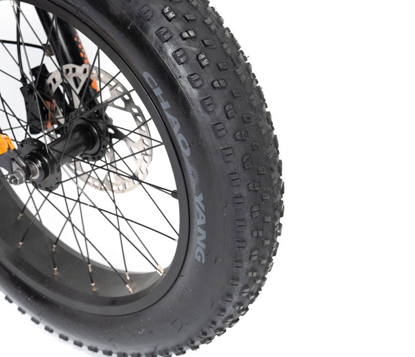 Front 20 by 4 inch fat tire on the Riding’times GT33