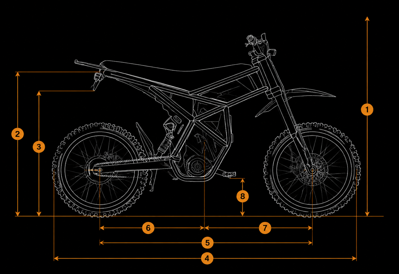 Geometry diagram of the Riding’times GT73 Pro with numbered dimensions