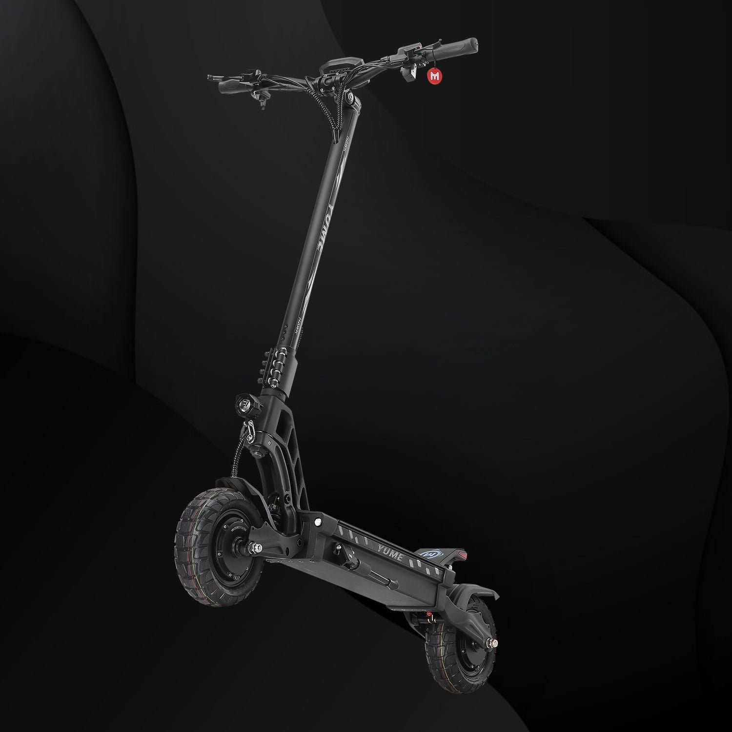 YUME Hawk electric scooter rider on a trail
