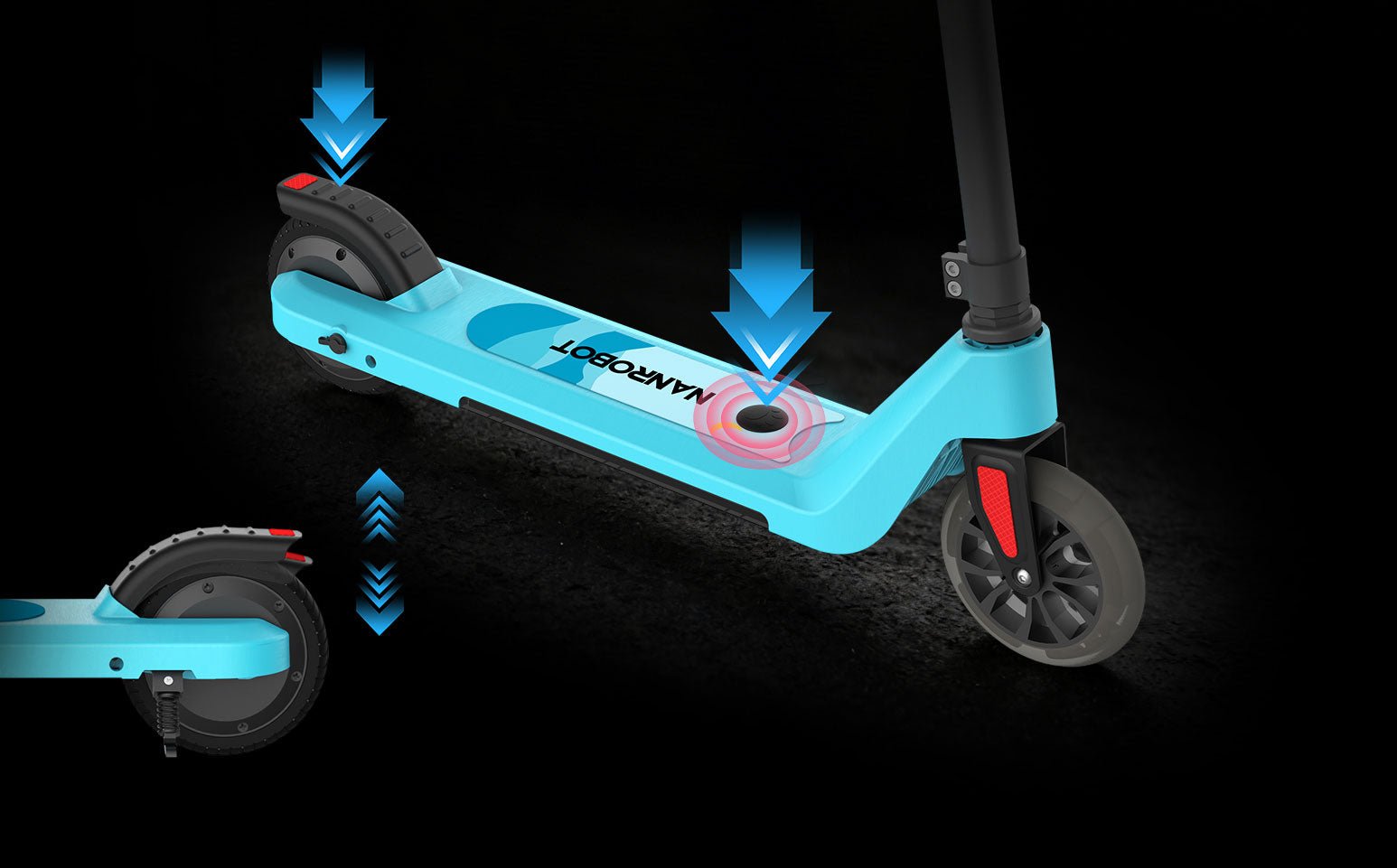 Nanrobot K1 in Blue with kick-to-start and rear fender brake called out