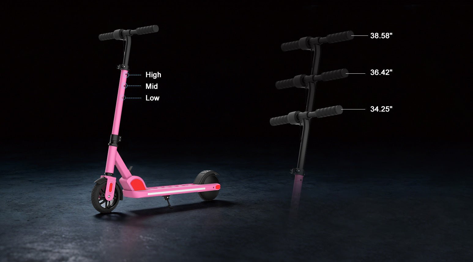 Nanrobot K2 handlebar shown at its three lockable heights