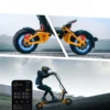 INMOTION detail art of the RS brakes and the INMOTION app connected to the scooter