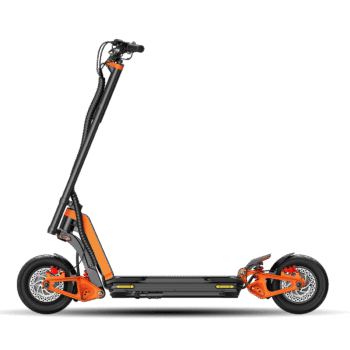 INMOTION RS Lite electric scooter side elevation showing both hydraulic forks and disc brakes