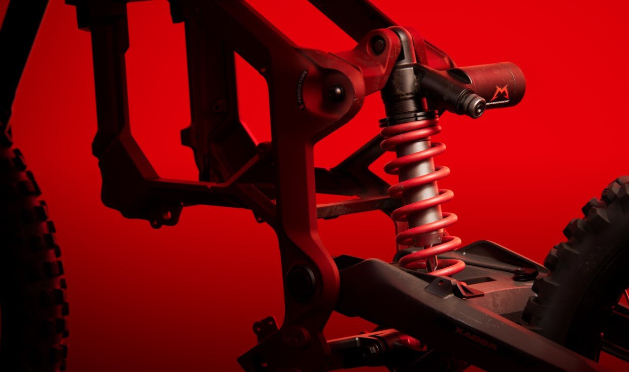 Marzocchi rear shock on the Segway Xaber 300 electric dirt bike