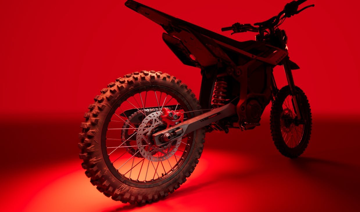 Knobby off-road tires of the Segway Xaber 300 electric dirt bike