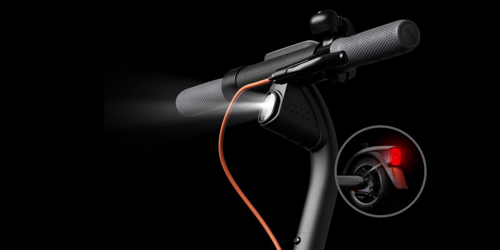 Front light and rear brake light on the Segway E2 Plus II electric scooter