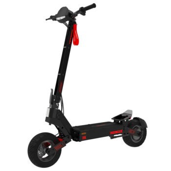 Teewing GT4 electric scooter studio view from the front quarter in black and red