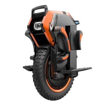 INMOTION V14 PRO electric unicycle, front three-quarter studio view in orange and black