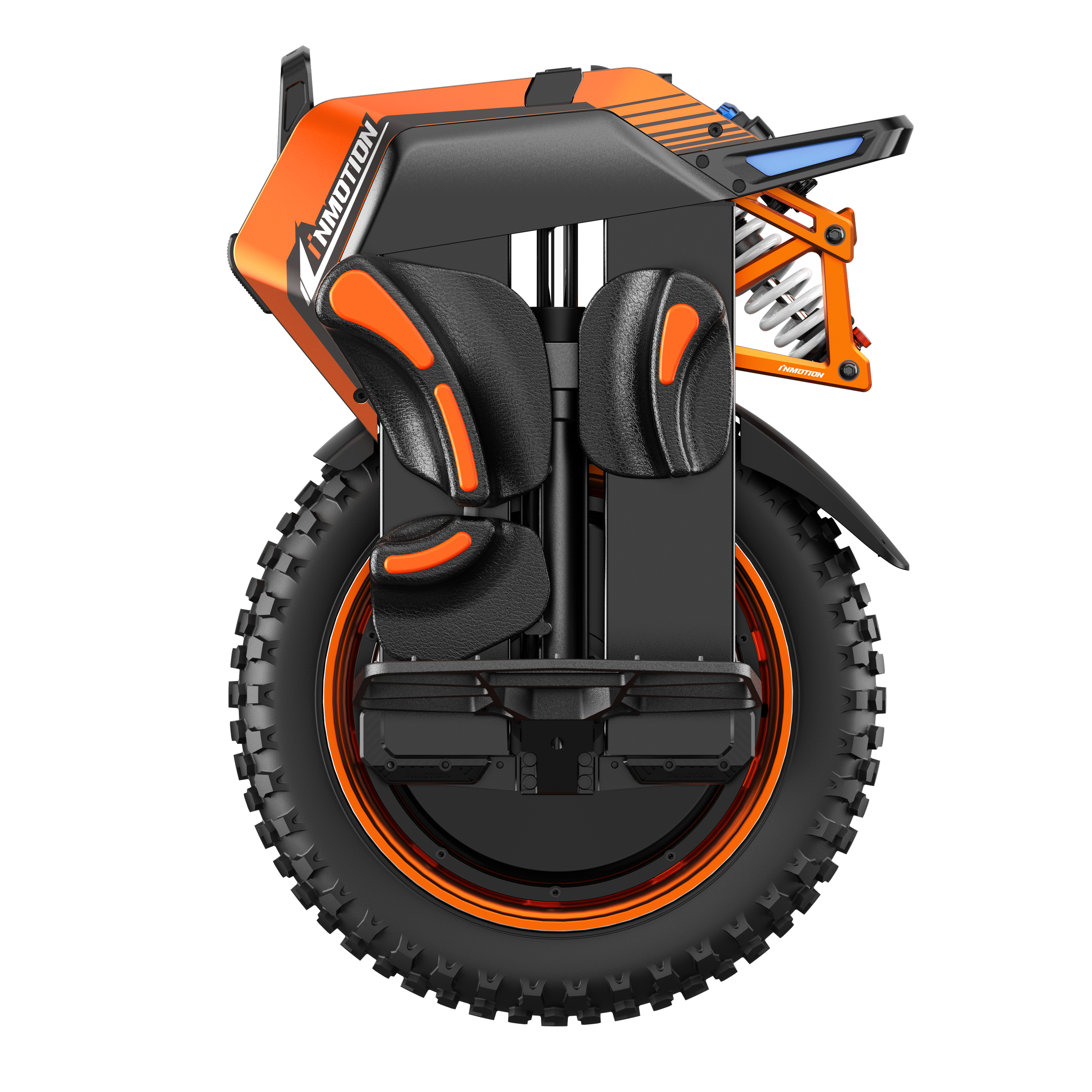 INMOTION V14 PRO electric unicycle in side view with power pads and knobby off-road tire