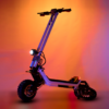 Riding’times G63 Convertible electric scooter lit in orange and blue studio light