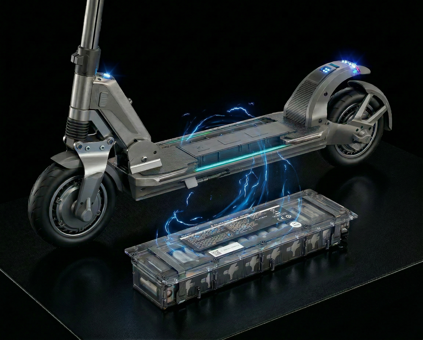 E-TWOW TankTorq TK3 render showing the push-in auto-lock battery