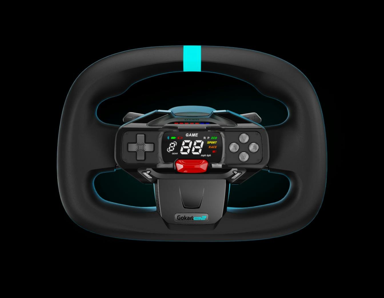 Auto-centering steering wheel of the Segway GoKart Pro 2 with display