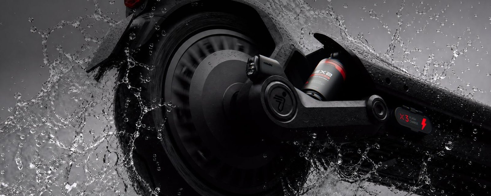 Segway Max G3 Plus electric scooter rear wheel splashing through water