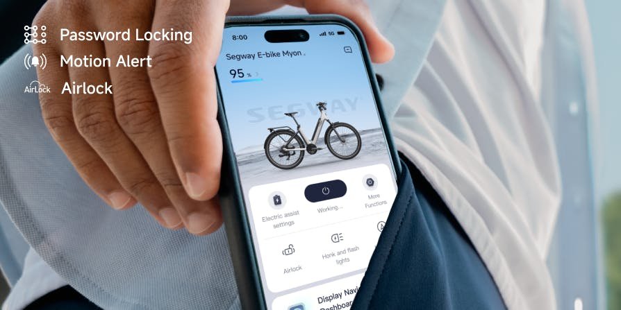 Segway Mobility App security screen on a phone in a rider's pocket