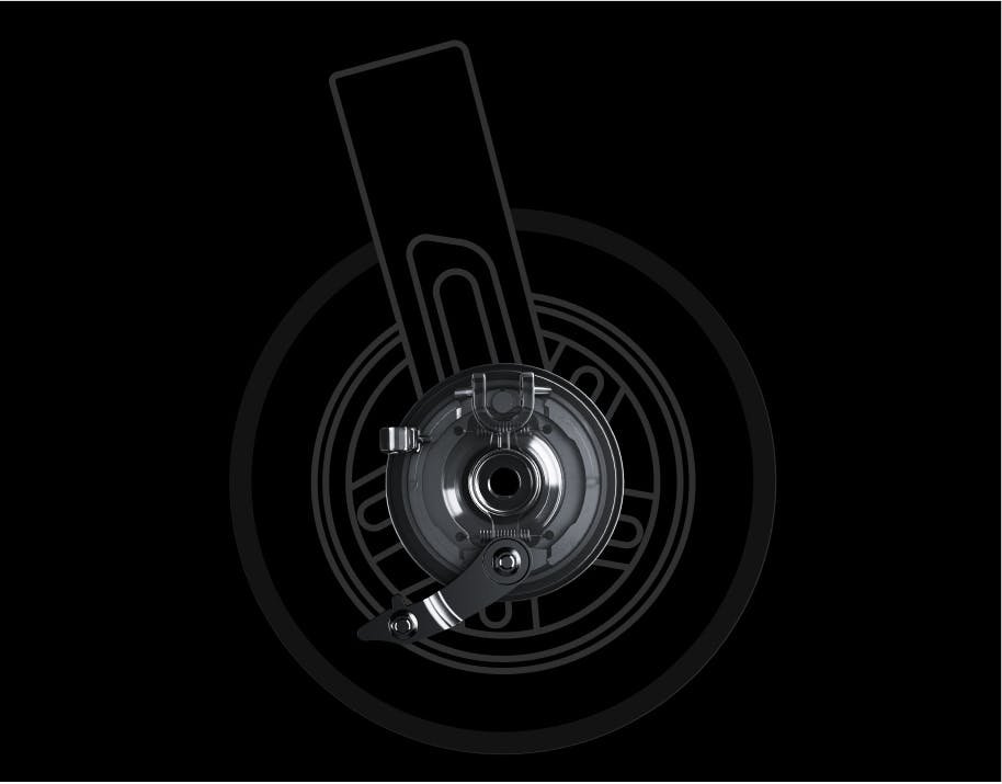 X-ray view of the front drum brake on the Segway Ninebot E2 Pro electric scooter