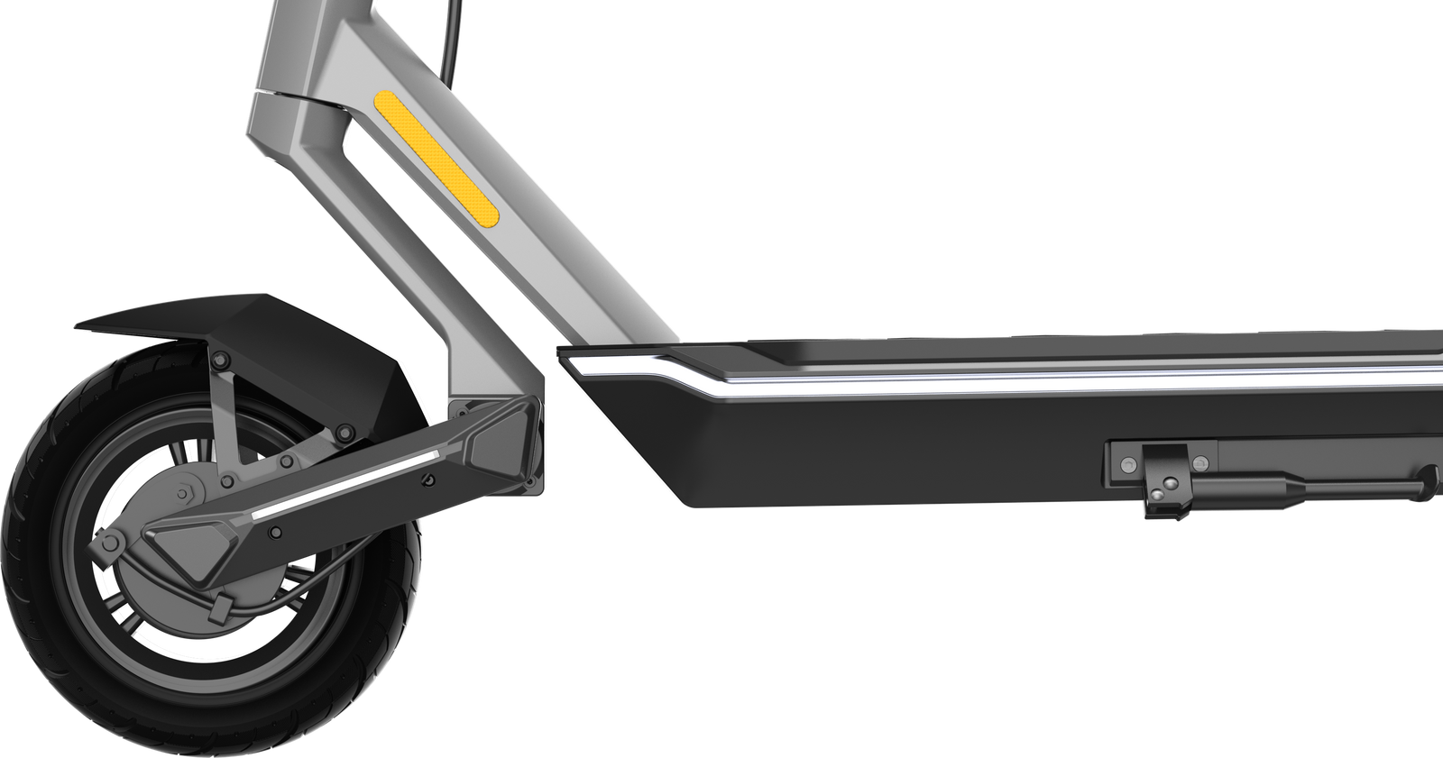 Render of the Punk Rider rear wheel and deck edge with its lighting strip