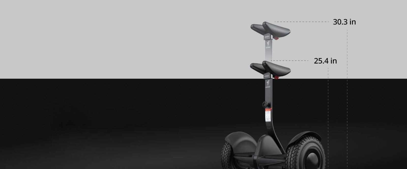 Segway Ninebot S2 knee control bar adjusting between 25.4 and 30.3 inches