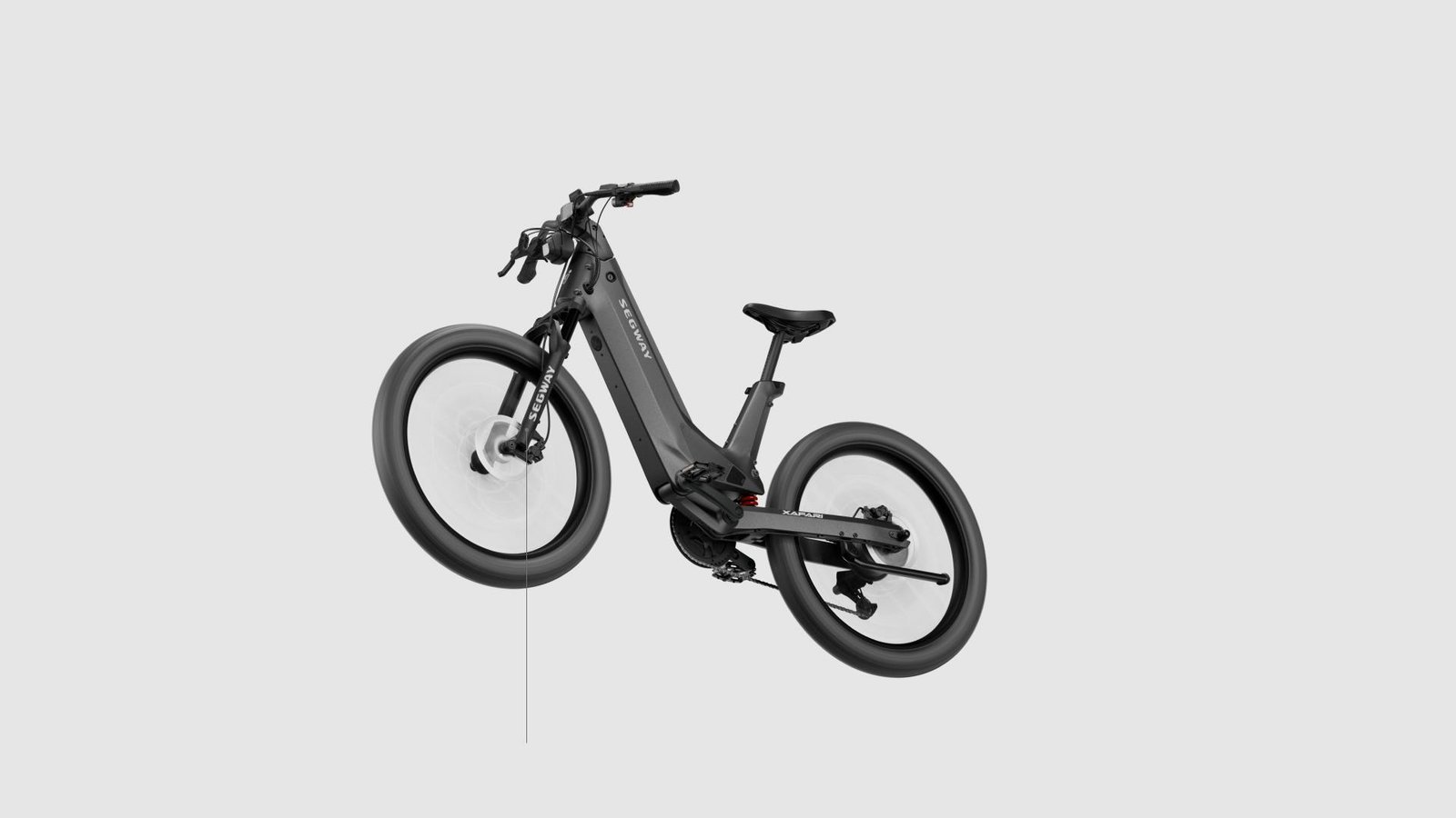 Segway Xafari electric bike render highlighting the front suspension fork