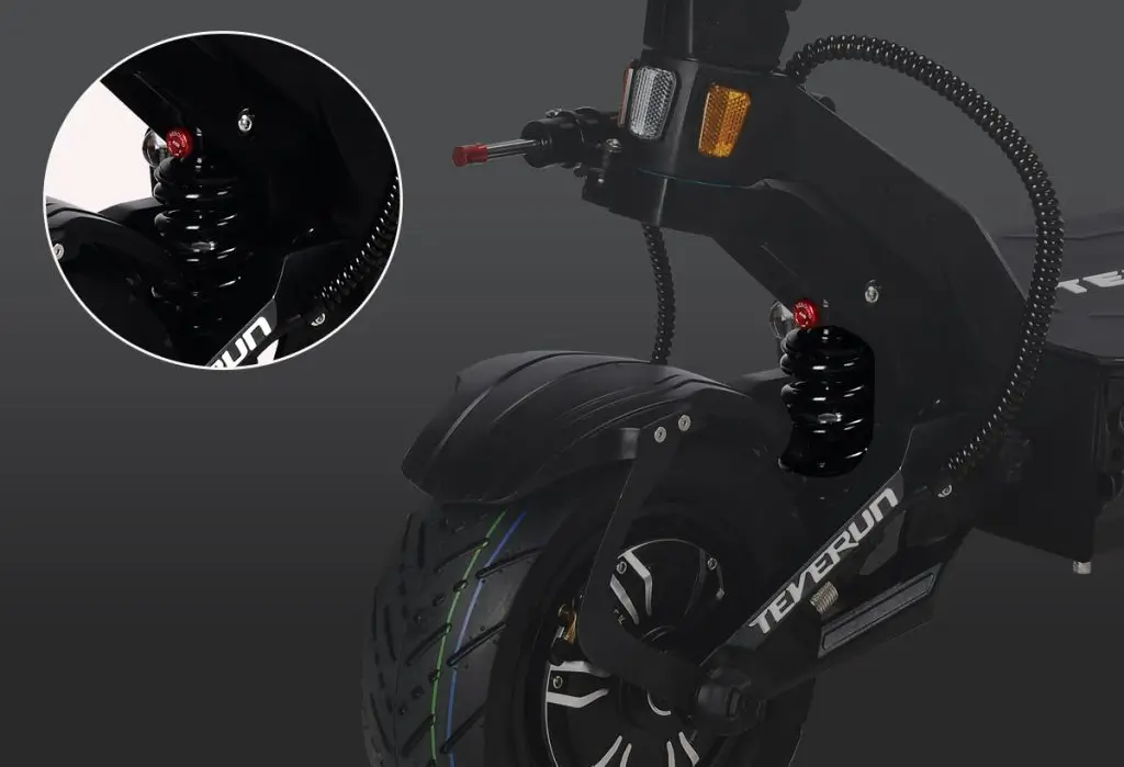 KKE adjustable hydraulic suspension on the Teverun Fighter Supreme Ultra electric scooter