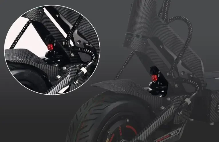 KKE adjustable hydraulic suspension on the Teverun Fighter Mini Pro electric scooter