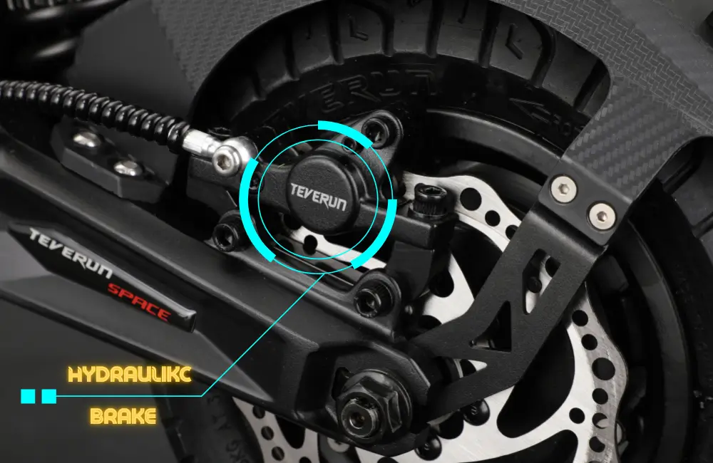 Disc brake on the Teverun Space electric scooter