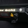 Illuminated Blade Mini lettering and charging port on the Teverun Blade Mini Pro electric scooter
