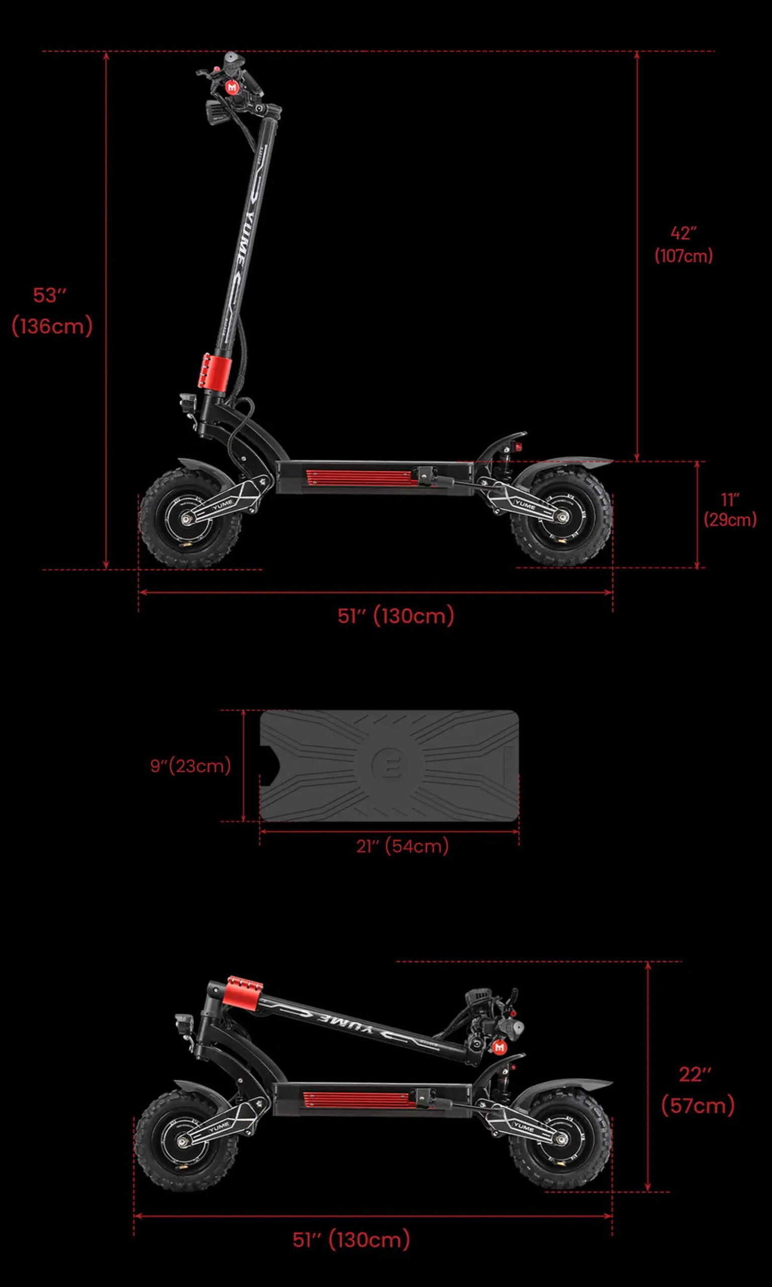 YUME Raptor electric scooter with its full accessory set