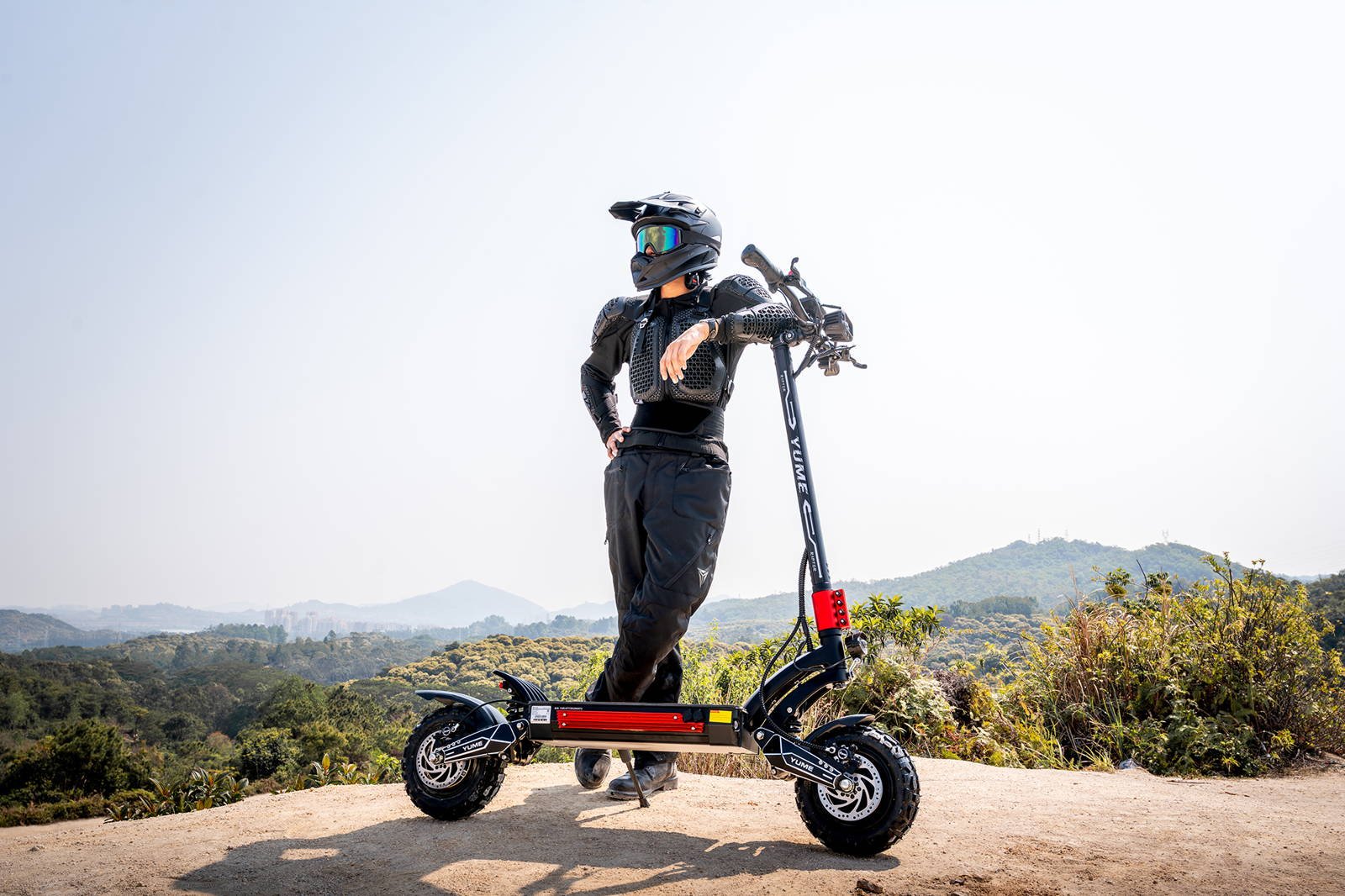 YUME Raptor electric scooter at rest between rides