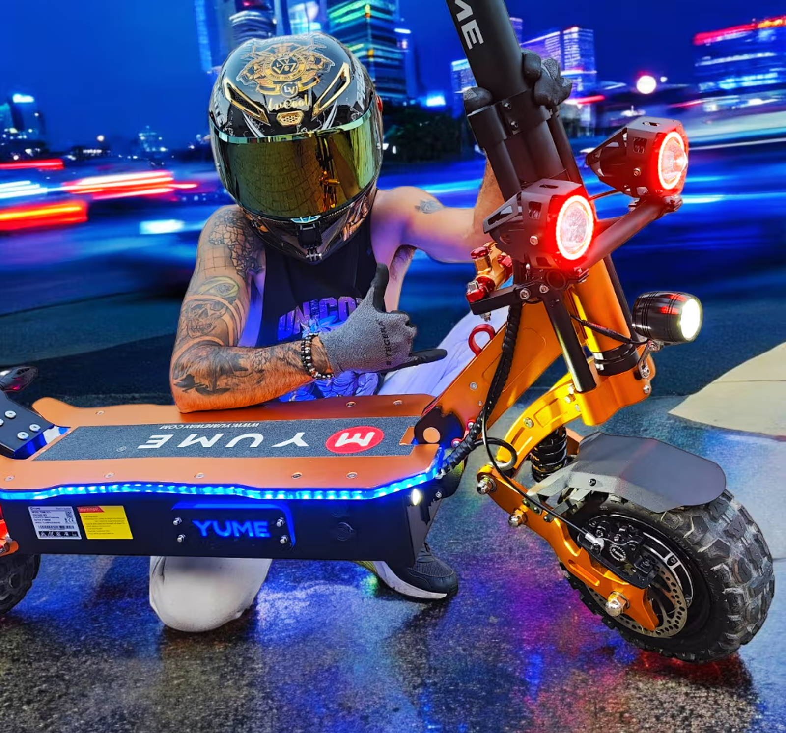 YUME X11+ electric scooter ridden across open terrain
