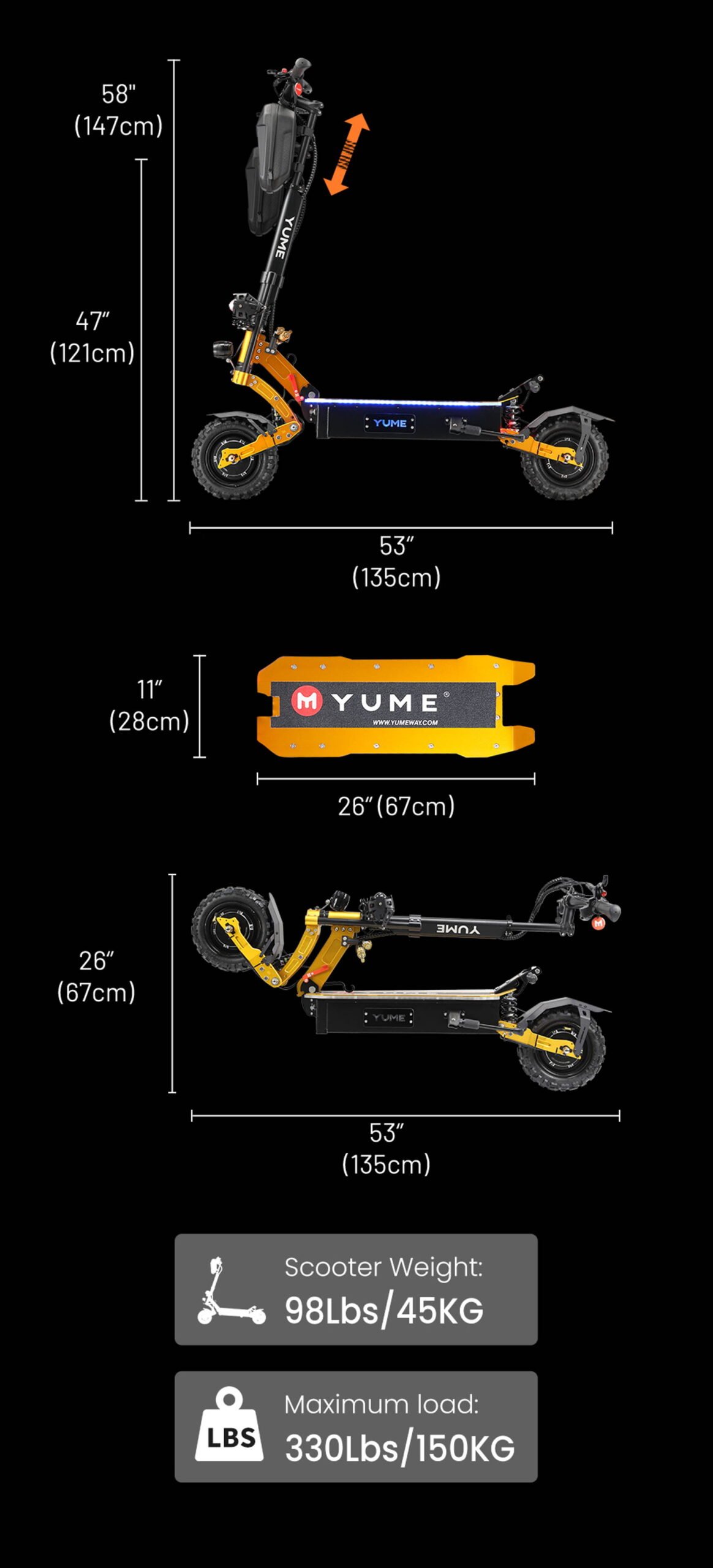 YUME X11+ electric scooter large anti-glare LCD display with NFC